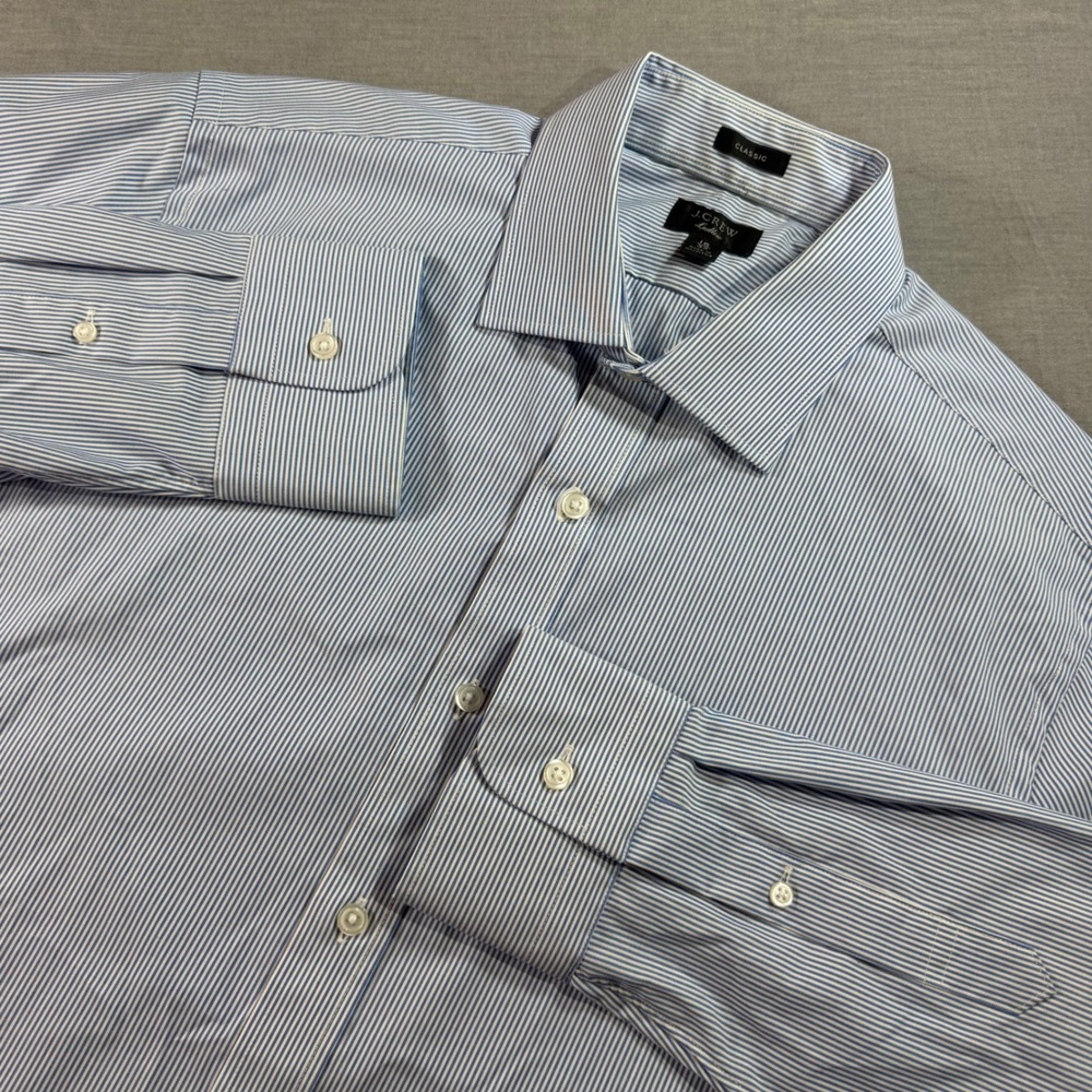 J.Crew‎ Ludlow Dress Shirt Mens 16/33 Blue White Excellent Classic Pinstripe